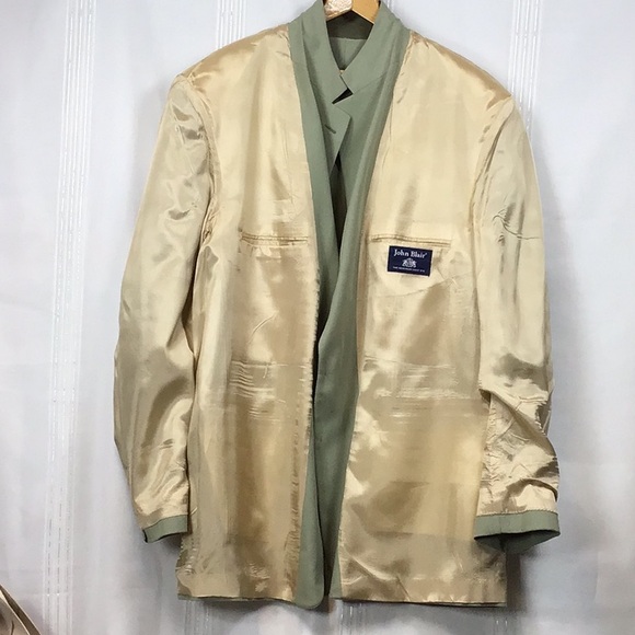 Ex Cond. JOHN BLAIR Sage Green Textured Single Breasted Tailored Suit Coat 52XL - Picture 4 of 12